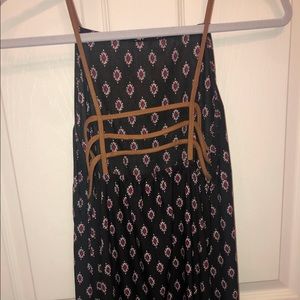 black printed dress with tassel bottom